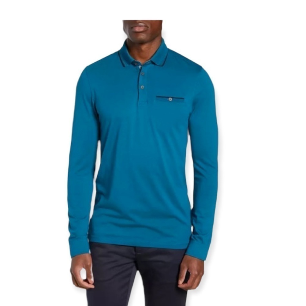 Ted Baker London Men’s Loomie Slim Long Sleeve Polo Shirt 3 US Size Medium